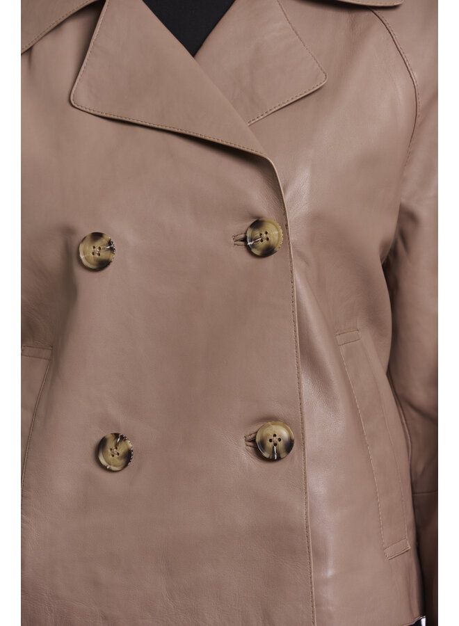 Lotte.3502511 Rino en Pelle Double breasted leather jacket  Brew