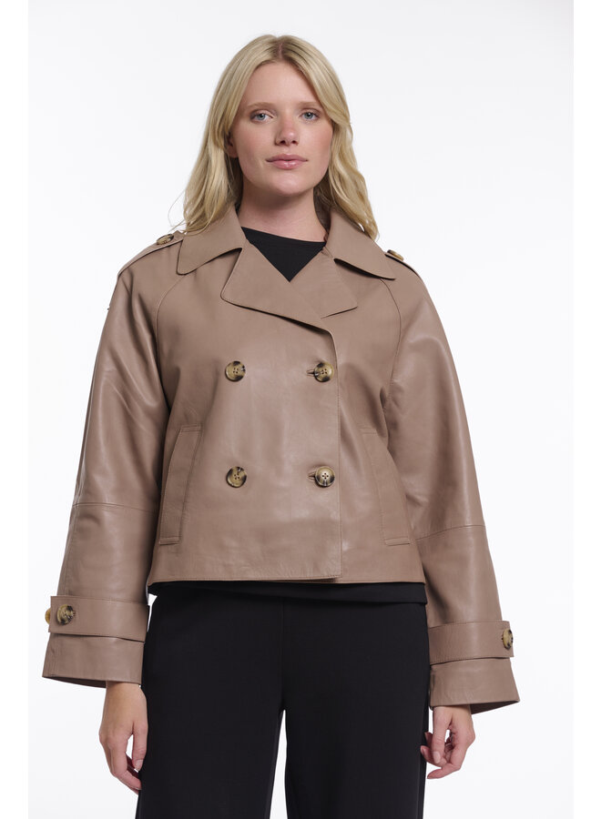 Lotte.3502511 Rino en Pelle Double breasted leather jacket  Brew