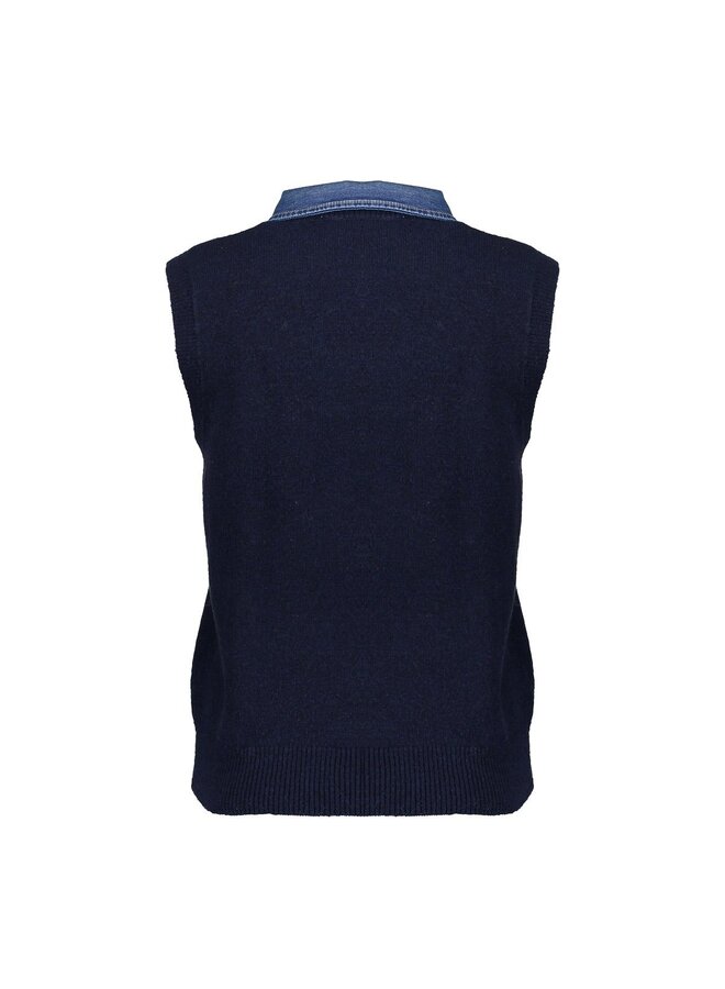 54509-10 675 Geisha Spencer denim collar navy + denim collar