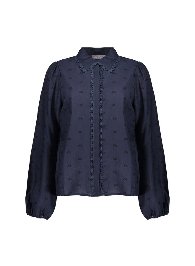53533-14 675 Geisha Blouse with lace details navy