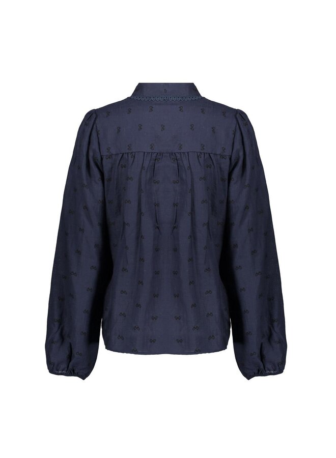 53533-14 675 Geisha Blouse with lace details navy
