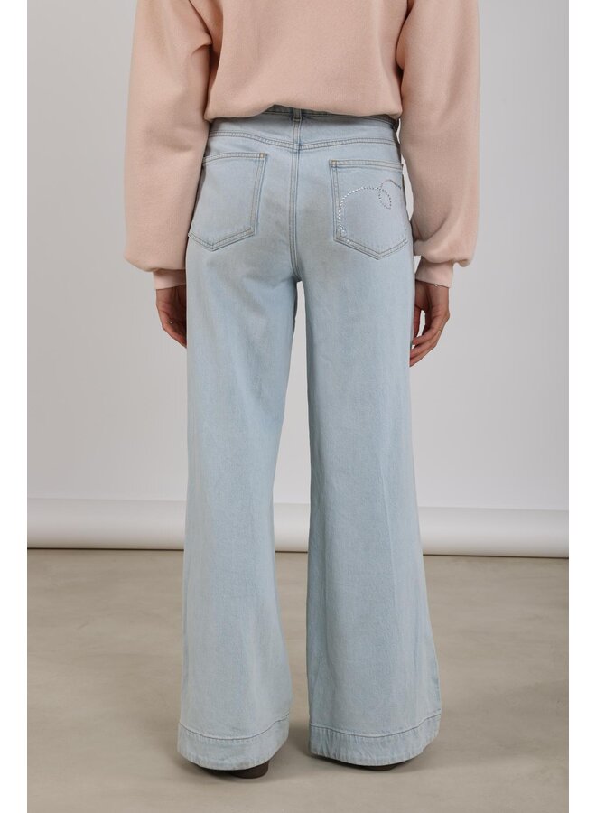 NKF09053 24 Nukus Abby Pants Denim Strass Bleached Denim