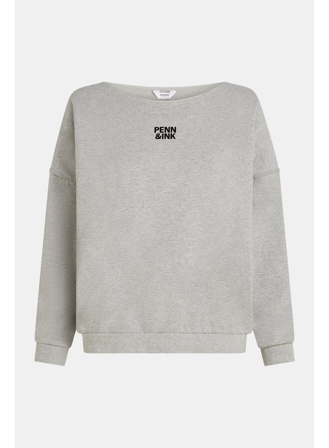 W25F1703 83m-90 Penn&Ink Sweater print grey mel. black