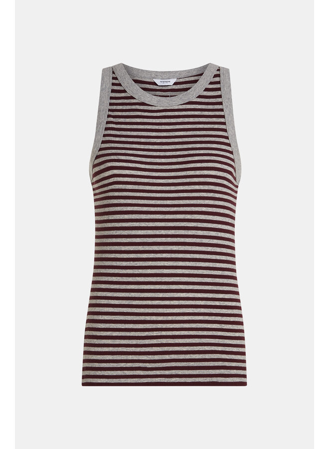 W25F1718-STM 83m-351 Penn&Ink Singlet stripe melange grey mel. aubergine
