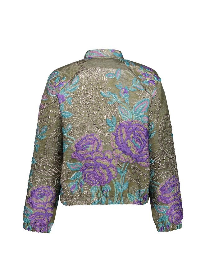 55713-20 530 Geisha Jacket flowers lurex green/purple
