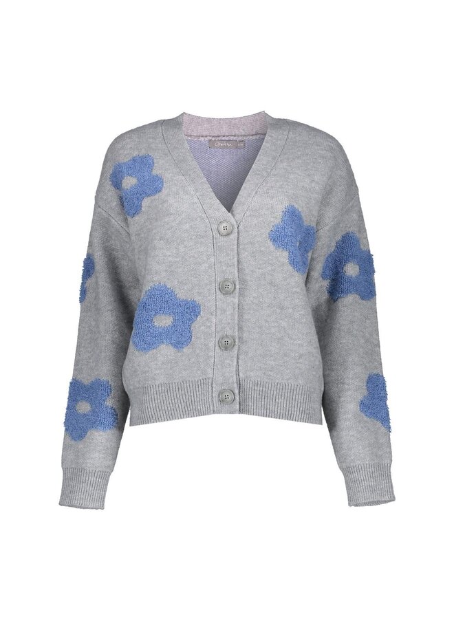 54510-10 900 Geisha Vest flowers grey melange/blue