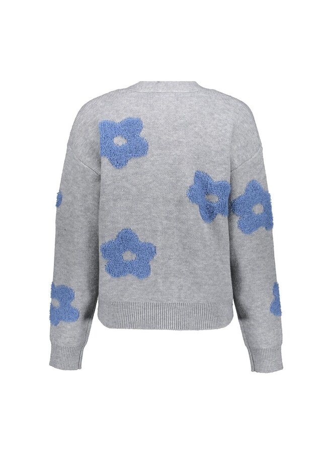 54510-10 900 Geisha Vest flowers grey melange/blue