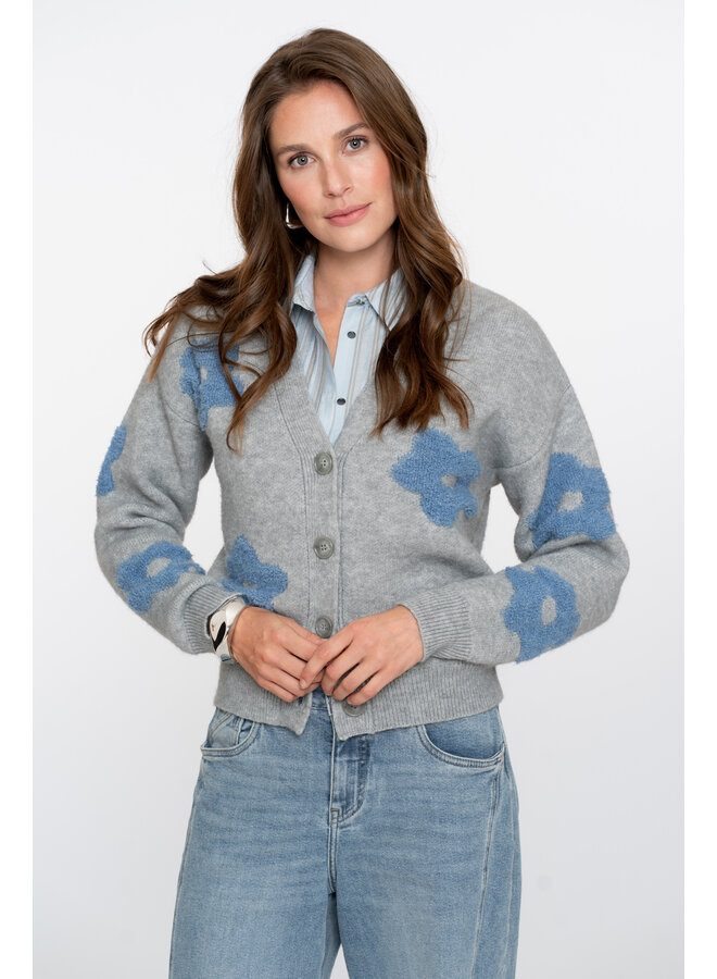 54510-10 900 Geisha Vest flowers grey melange/blue