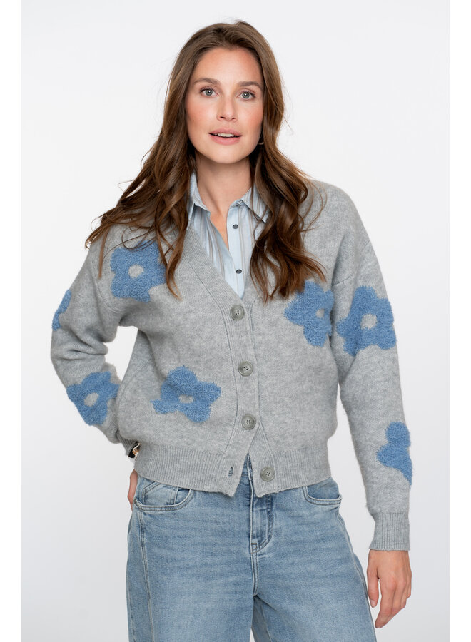 54510-10 900 Geisha Vest flowers grey melange/blue