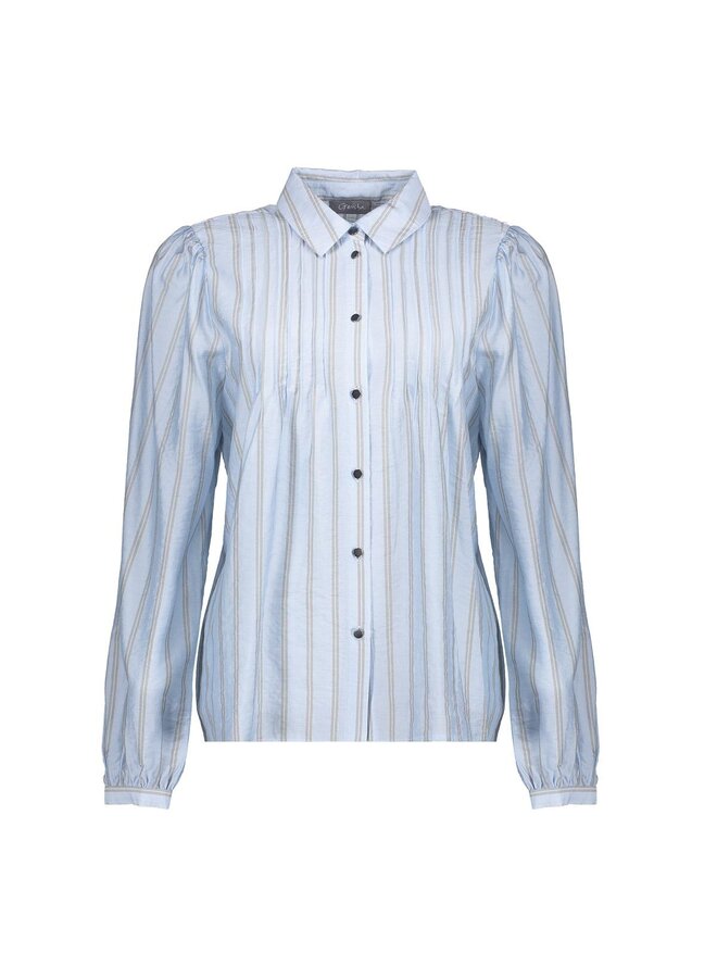 53535-14 600 Geisha Blouse stripes light blue/greige