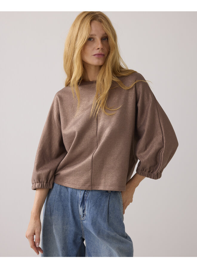 3s5175-30672 752 Summum Top Fluid coated sweat Cacao