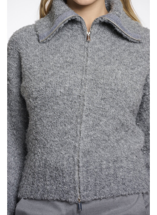 Boi.5002512 Rino en Pelle Cardigan with zipper closure  Grey