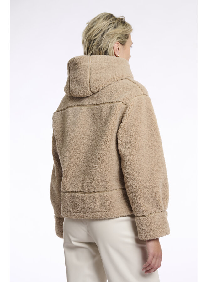 Felicia.7002511 Rino en Pelle Hooded faux shearling jacket  Oat
