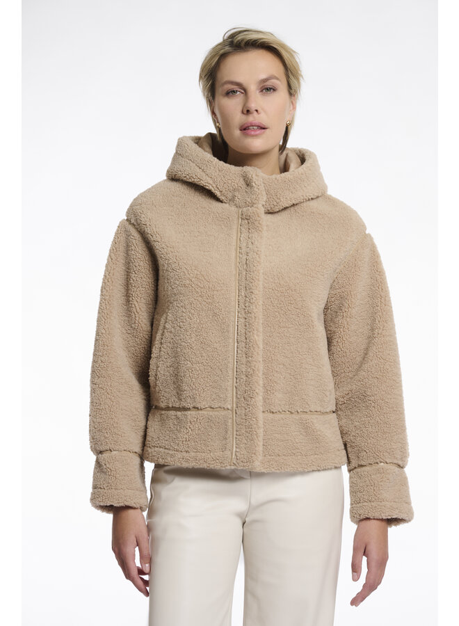Felicia.7002511 Rino en Pelle Hooded faux shearling jacket  Oat