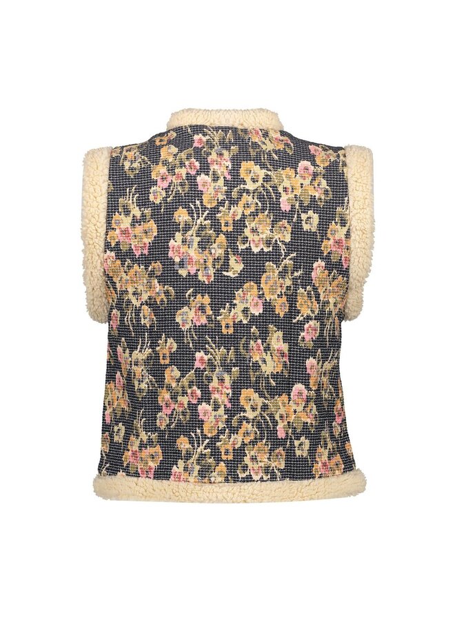 55717-20 999 Geisha Gilet print black/olive/pink