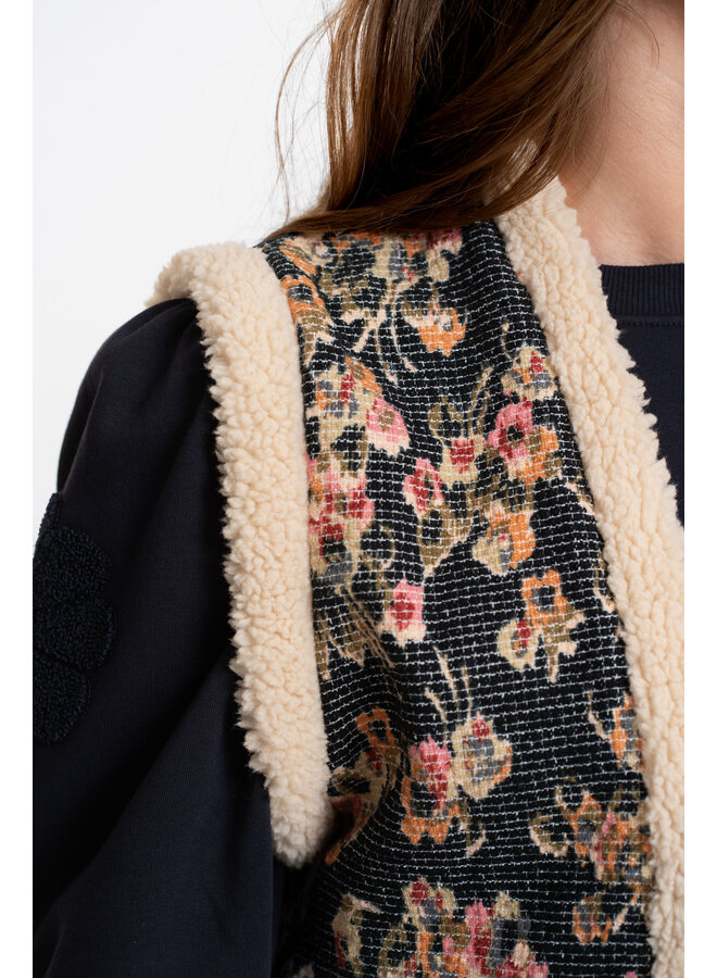 55717-20 999 Geisha Gilet print black/olive/pink