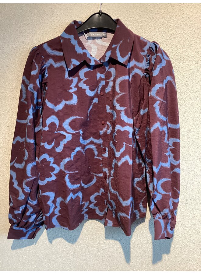 53757-20 625 Geisha Blouse print blue/burgundy