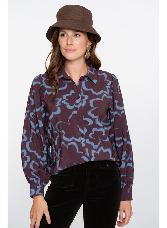 53757-20 625 Geisha Blouse print blue/burgundy