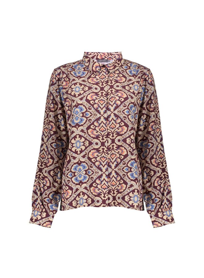 53661-20 480 Geisha Blouse print burgundy/blue/orange