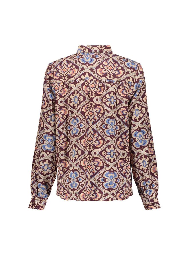 53661-20 480 Geisha Blouse print burgundy/blue/orange