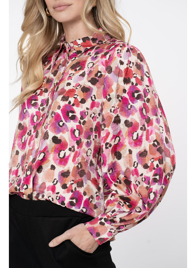 53620-20 420 Geisha Blouse animal pink/off white
