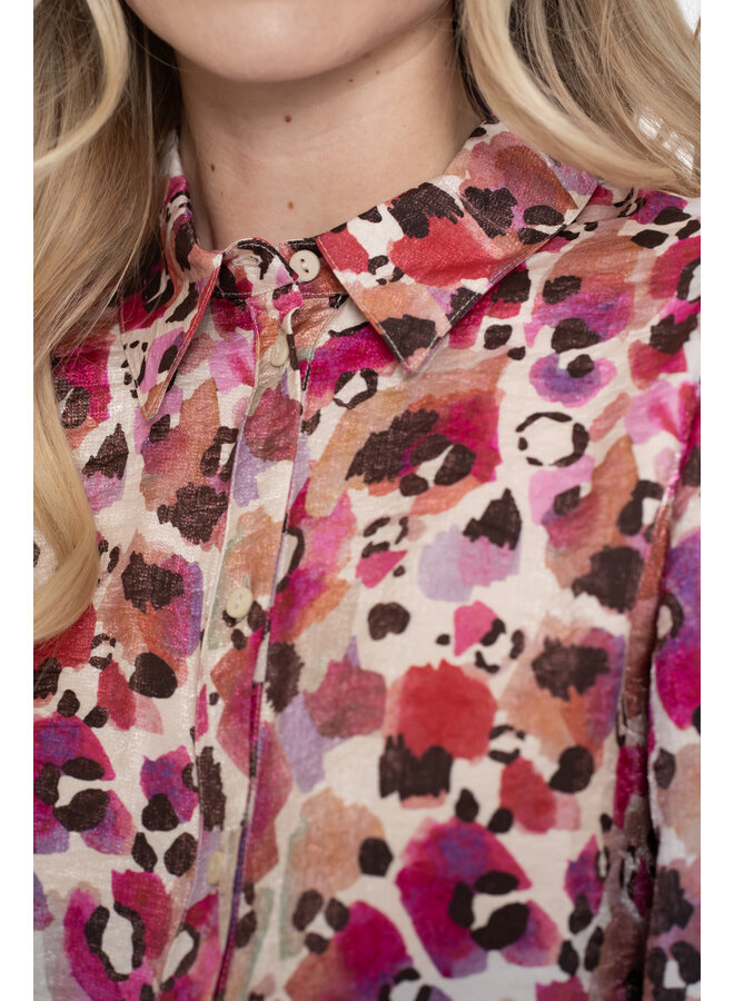 53620-20 420 Geisha Blouse animal pink/off white