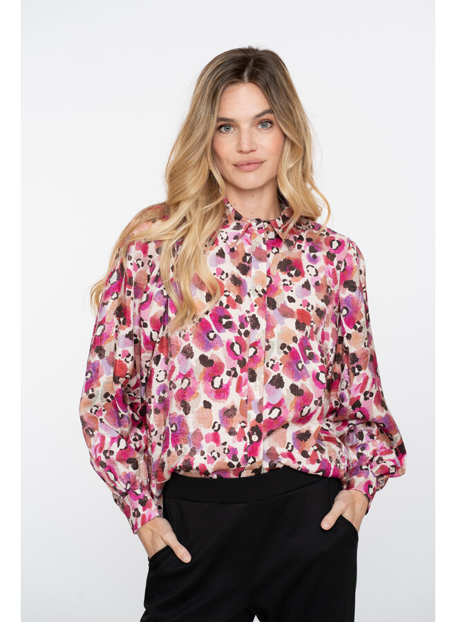 53620-20 420 Geisha Blouse animal pink/off white