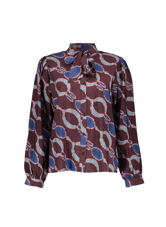 53618-20 470 Geisha Blouse print bordeaux/blue