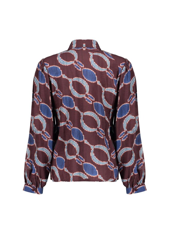 53618-20 470 Geisha Blouse print bordeaux/blue