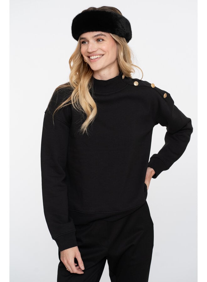 52600-41 999 Geisha Sweater with buttons at shoulder black