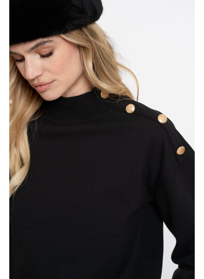 52600-41 999 Geisha Sweater with buttons at shoulder black