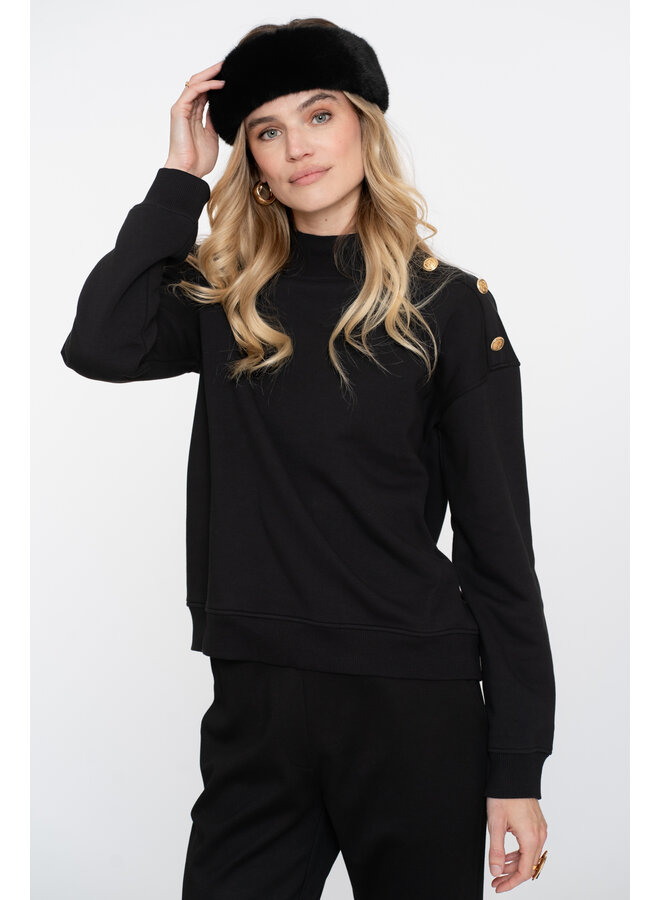 52600-41 999 Geisha Sweater with buttons at shoulder black