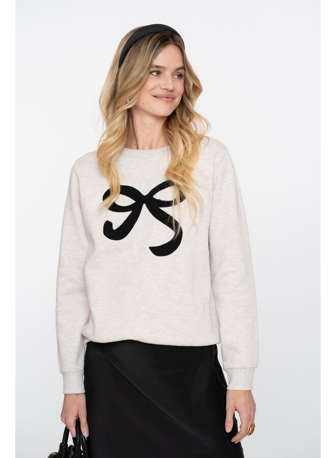 52587-24 715 Geisha Sweat with bow beige melange / black