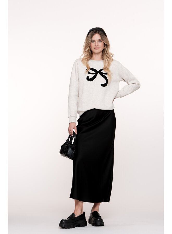 52587-24 715 Geisha Sweat with bow beige melange / black