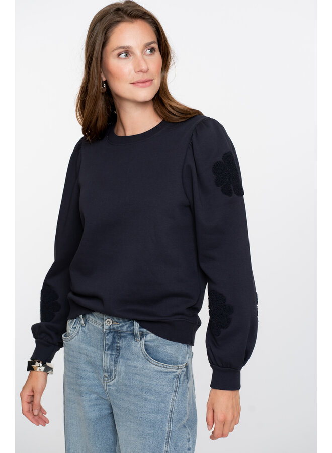 52582-21 675 Geisha Sweater big flowers navy