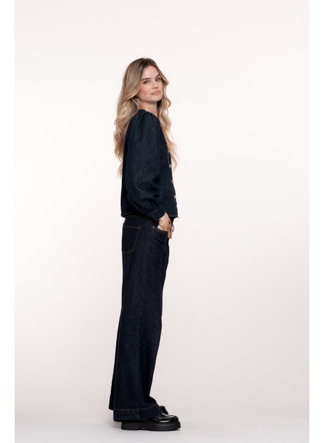 51521-10 880 Geisha Jeans flair dark blue denim stonewash
