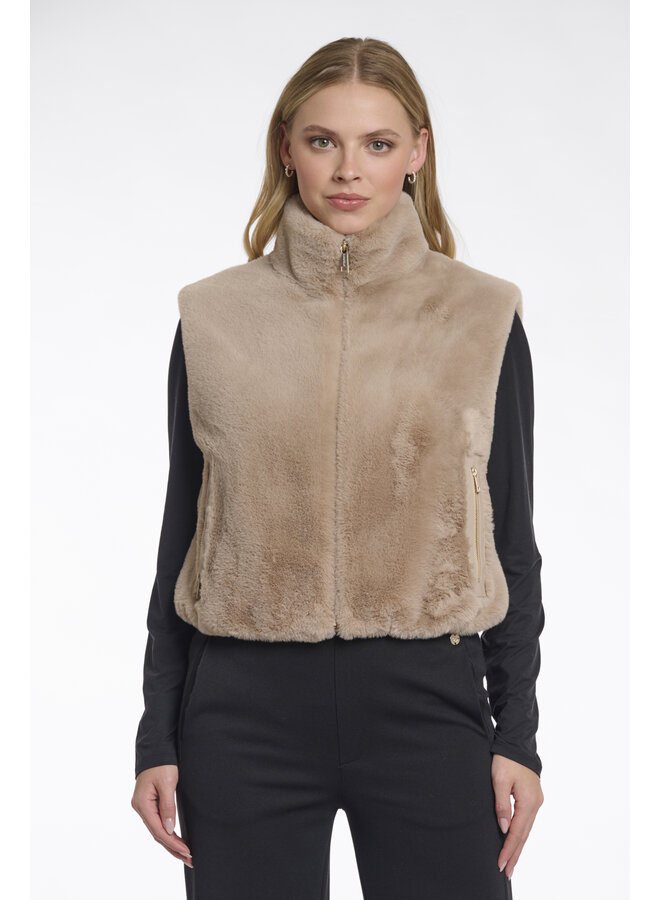 Nikki.7002511 Rino en Pelle Short faux fur waistcoat  Oat