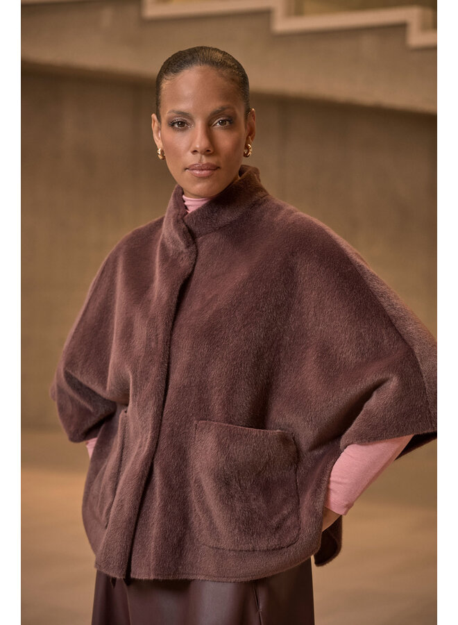 Dewi.7002511 Rino en Pelle Faux fur cape  Chocolate bean