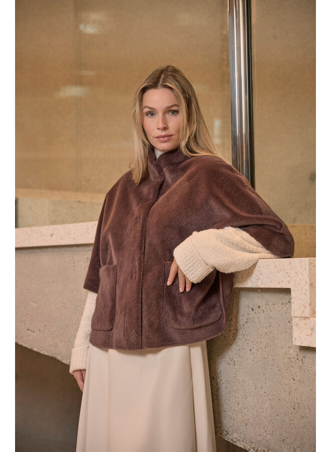 Dewi.7002511 Rino en Pelle Faux fur cape  Chocolate bean