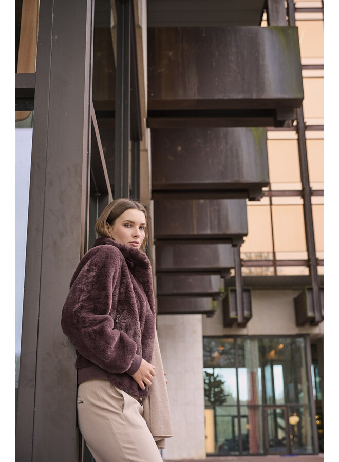 Ambra.7002511 Rino en Pelle Short fake fur jacket  Chocolate bean