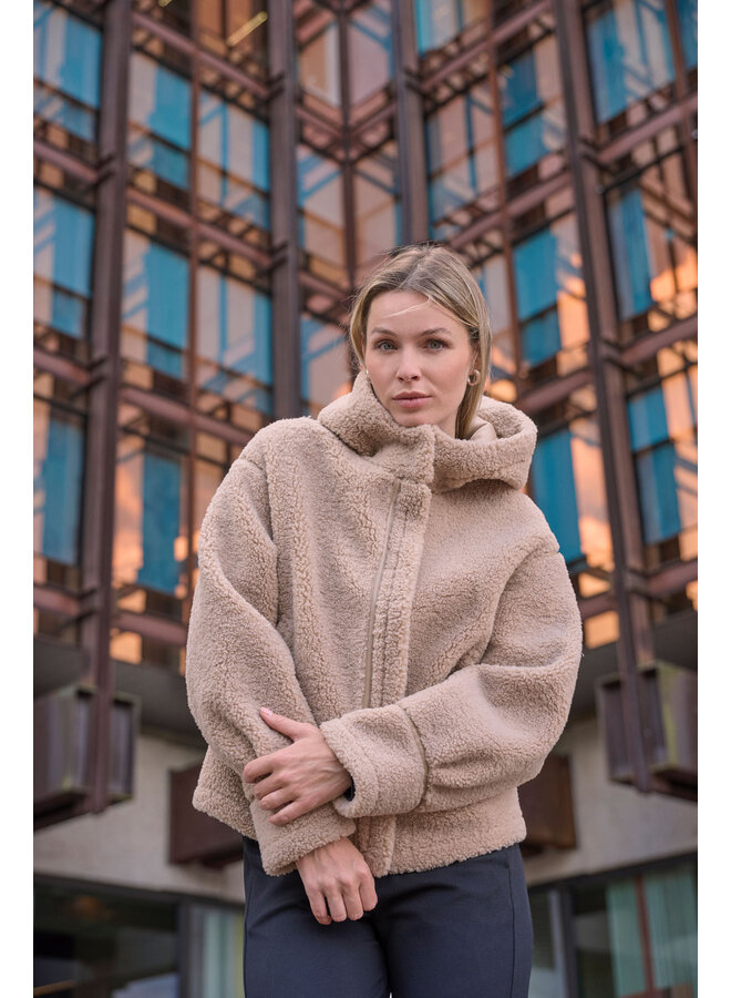 Felicia.7002511 Rino en Pelle Hooded faux shearling jacket  Oat