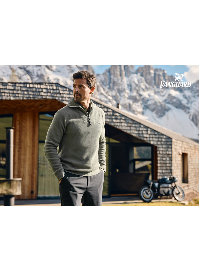 VKW2508307 6497 Vanguard Half zip collar cotton structure Tea Leaf