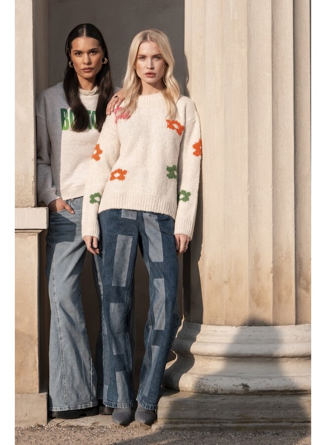 54598-70 010 Geisha Pullover flowers off-white/fuchsia/orange/green