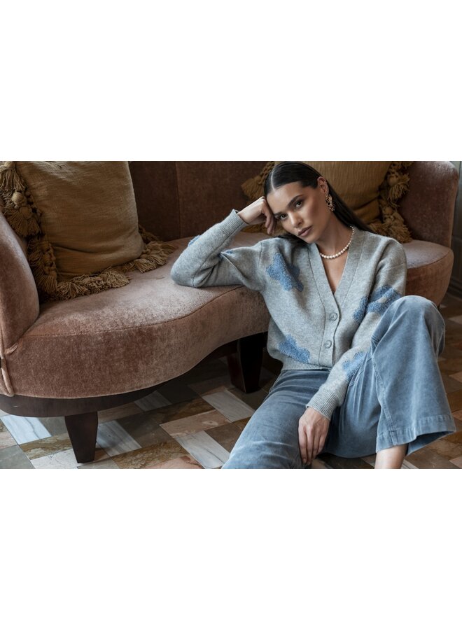 54510-10 900 Geisha Vest flowers grey melange/blue