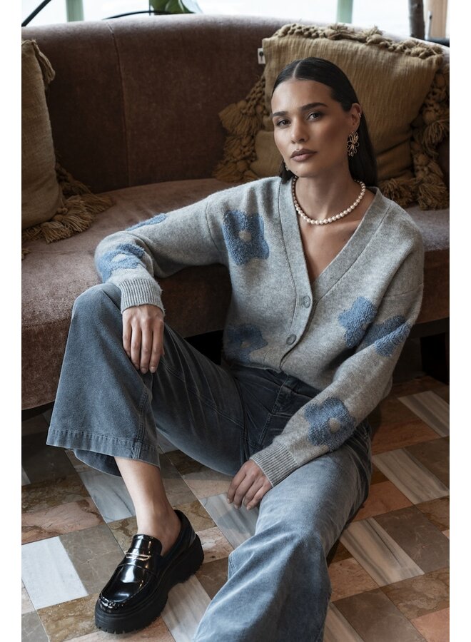 54510-10 900 Geisha Vest flowers grey melange/blue