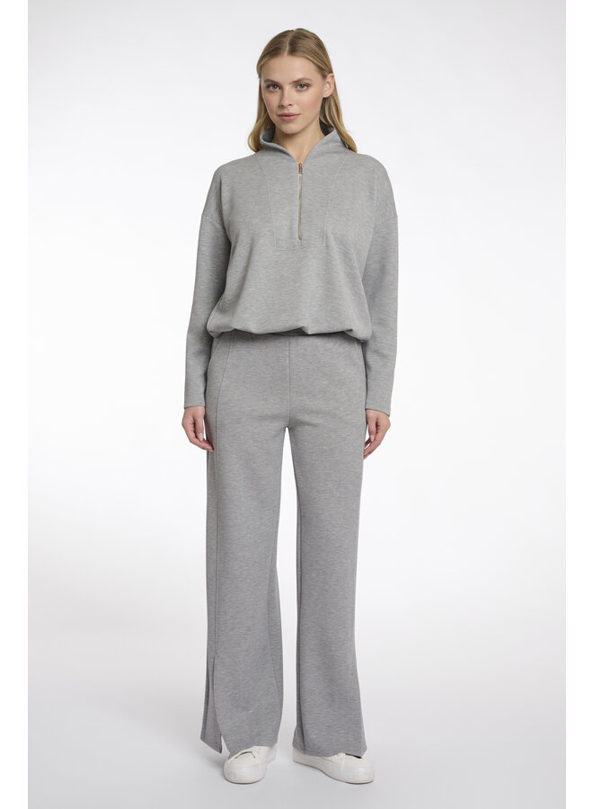 LexiShort.7002512 Rino en Pelle Short length pants with straight wide leg  Grey melange
