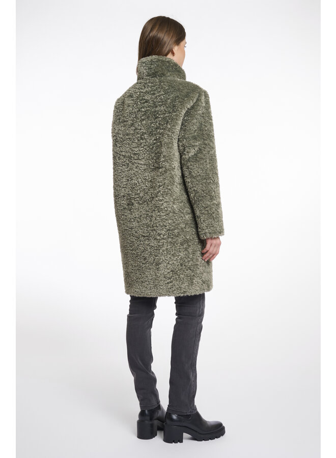 Ena.7002512 Rino en Pelle Mid long teddy coat  Green ash