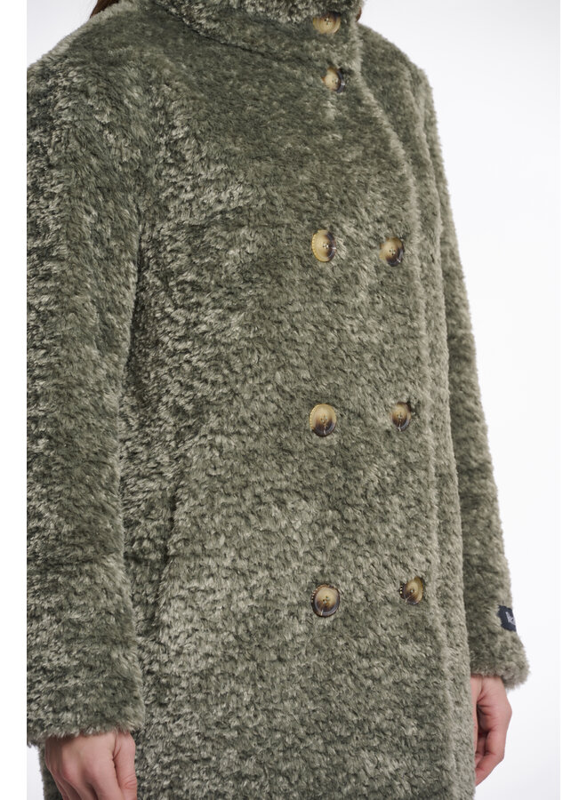 Ena.7002512 Rino en Pelle Mid long teddy coat  Green ash