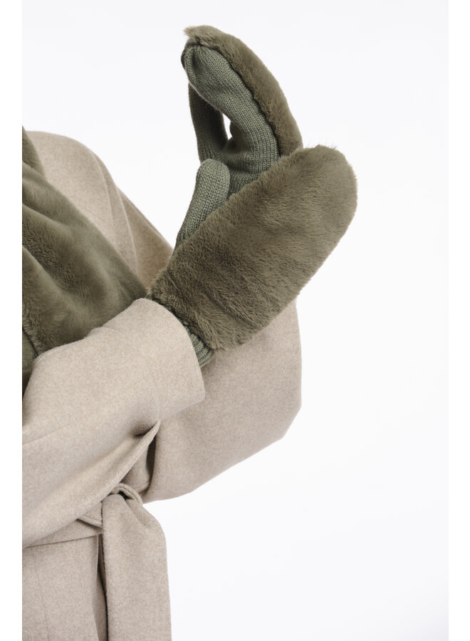 Oxo.7002512 Rino en Pelle Faux fur gloves  Green ash