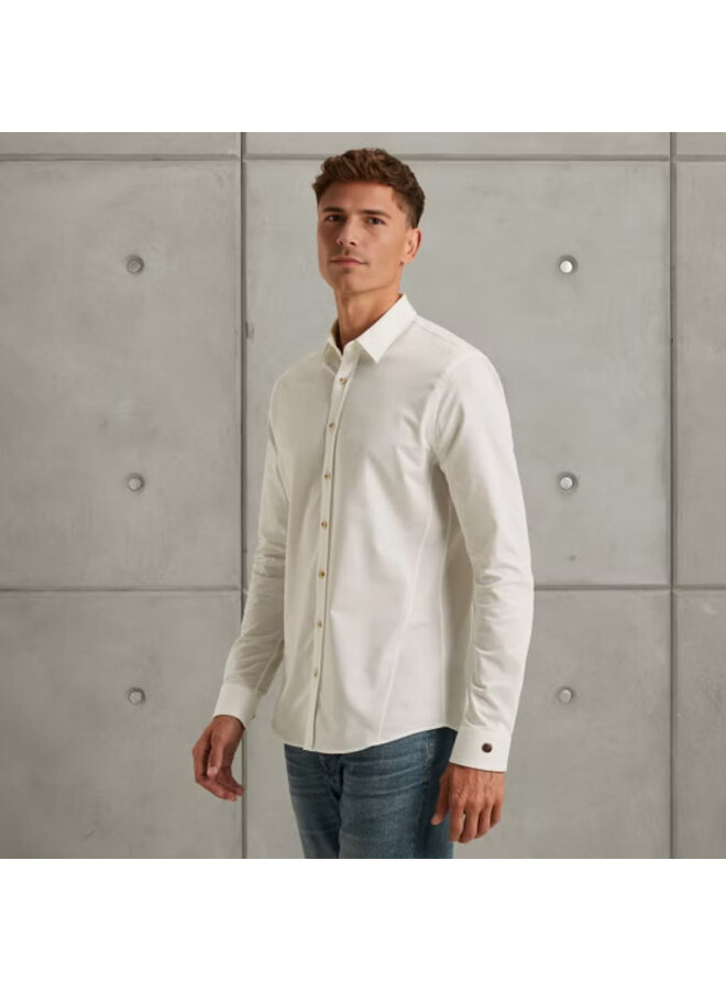 CSI00940 7002 Cast Iron LONG SLEEVE SHIRT Twill Jersey 2 tone Snow White